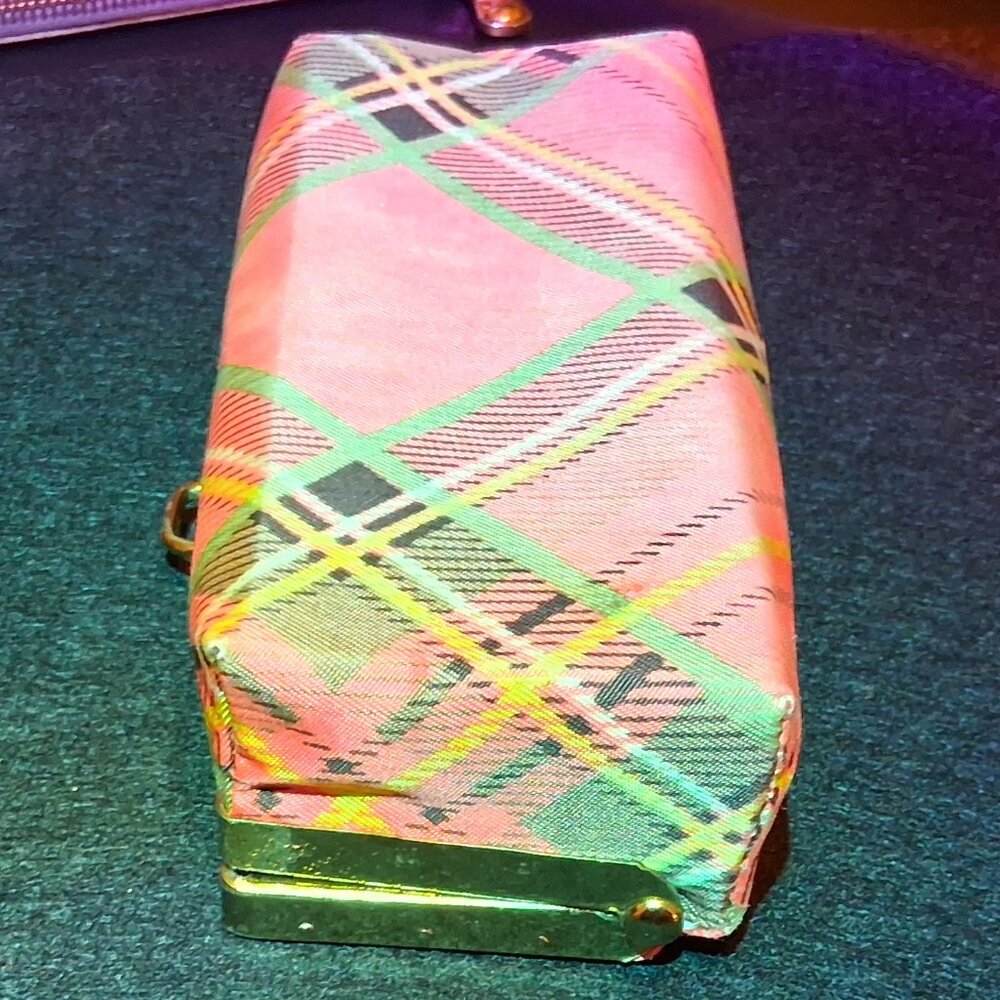 1960s Plaid Tartan Clutch – Vintage Mod Wallet with Metal Clasp - Multicloro - Picture 3 of 9